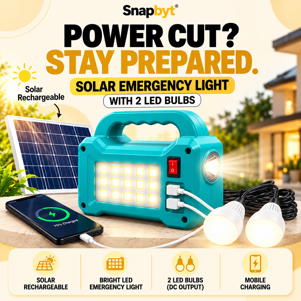 SOLAR INVERTER EMERGENCY TORCH WITH 2 LED BULB