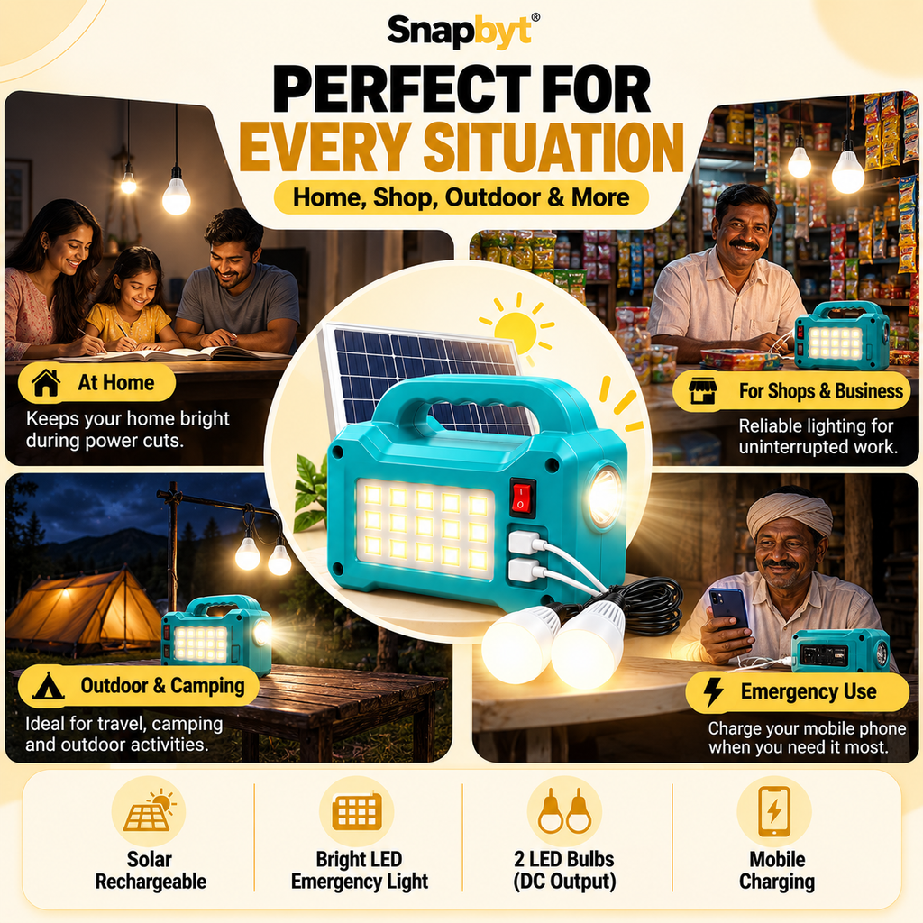 SOLAR INVERTER EMERGENCY TORCH WITH 2 LED BULB